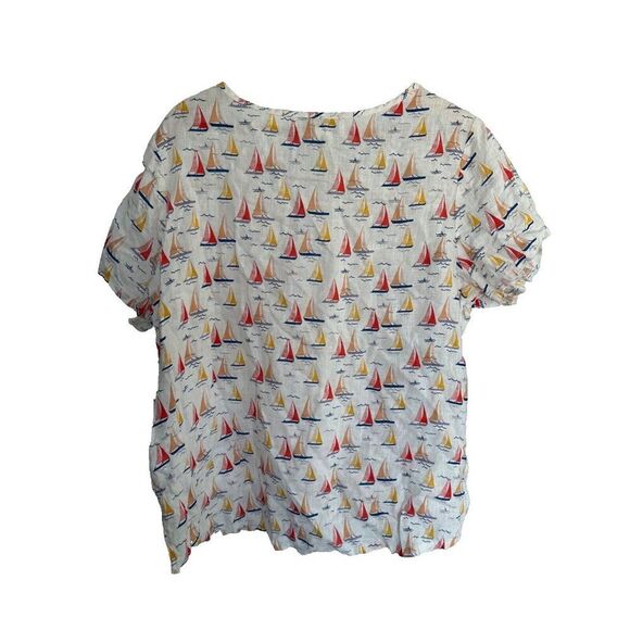 Cynthia Rowley Women's Linen Sailboat Boxy Tee 1X - Picture 4 of 7